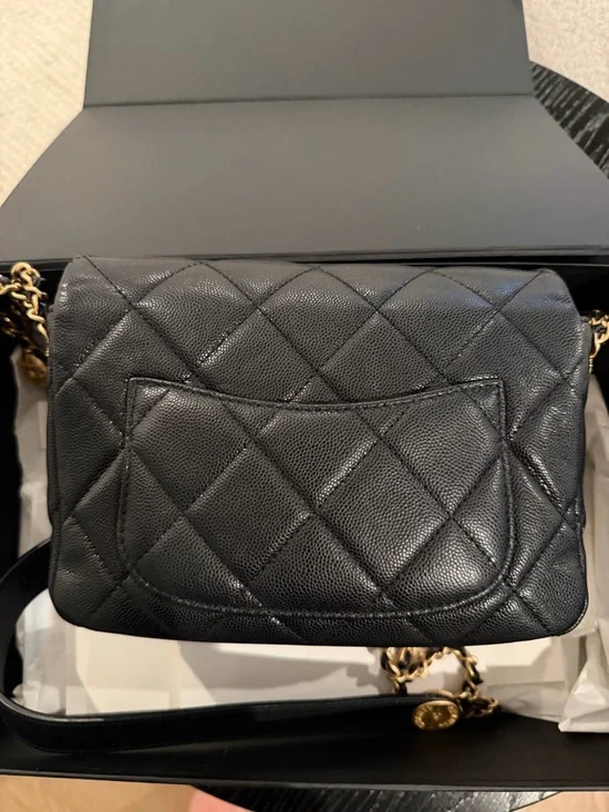 CHANEL Black Quilted Mini Flap Crossbody with Gold Hardware - Picture 5 of 7